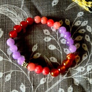 Handcrafted Genuine Gemstone with Amethyst, Carnelian, and Rhodochrosite stones.